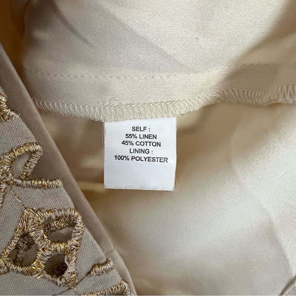 Kay Unger New York Sheath Dress‎ Size 10 Linen Blend Eyelet Tan Gold - Picture 3 of 4